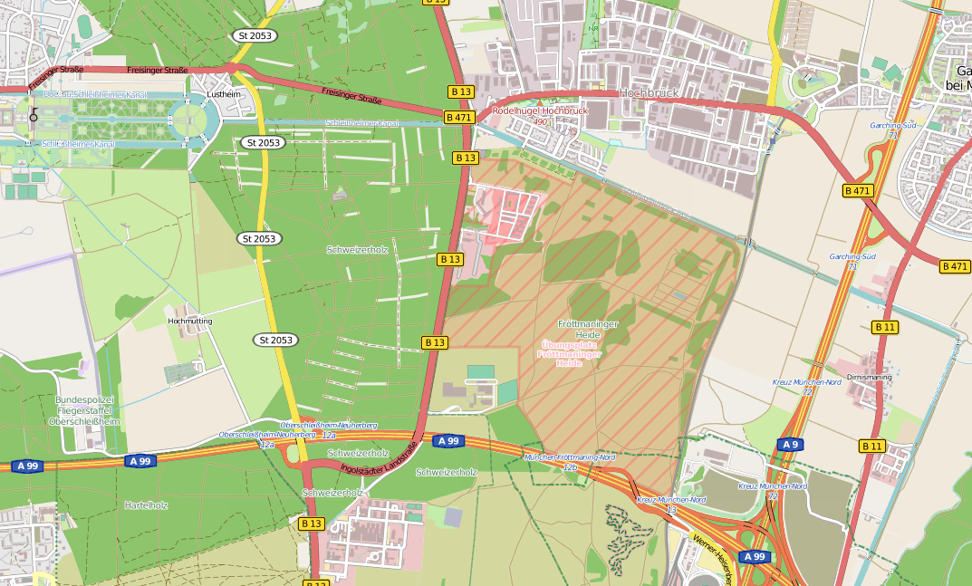 Karte des Übungsgebiets aus OpenStreetMap